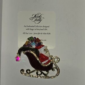 Kirks Folly Red and Gold Brooch with Ornate Design